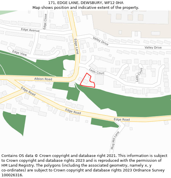 171, EDGE LANE, DEWSBURY, WF12 0HA: Location map and indicative extent of plot