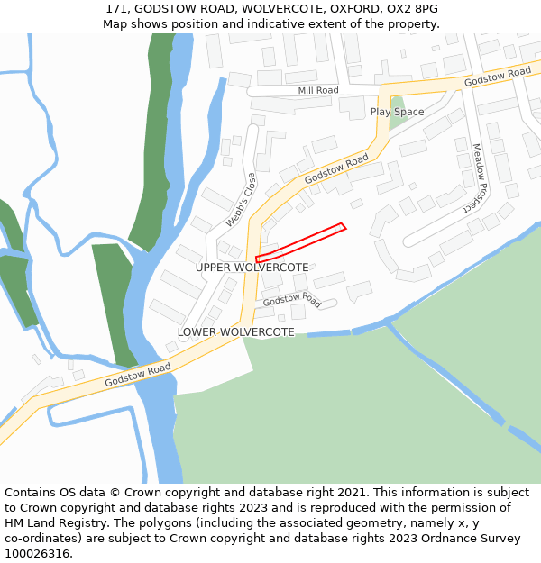 171, GODSTOW ROAD, WOLVERCOTE, OXFORD, OX2 8PG: Location map and indicative extent of plot
