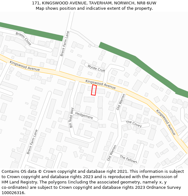 171, KINGSWOOD AVENUE, TAVERHAM, NORWICH, NR8 6UW: Location map and indicative extent of plot