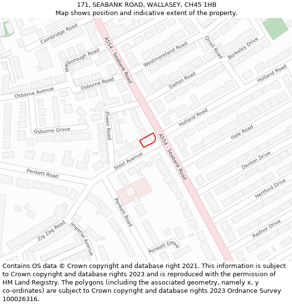 171, SEABANK ROAD, WALLASEY, CH45 1HB: Location map and indicative extent of plot