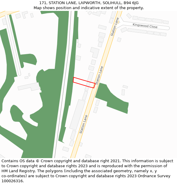 171, STATION LANE, LAPWORTH, SOLIHULL, B94 6JG: Location map and indicative extent of plot