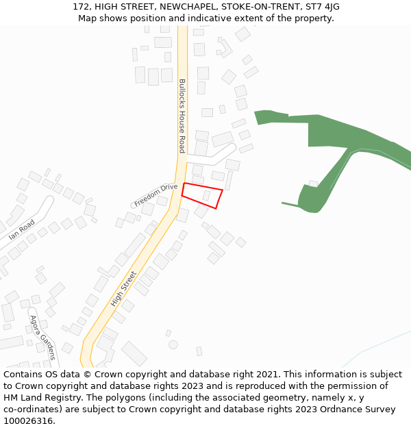 172, HIGH STREET, NEWCHAPEL, STOKE-ON-TRENT, ST7 4JG: Location map and indicative extent of plot