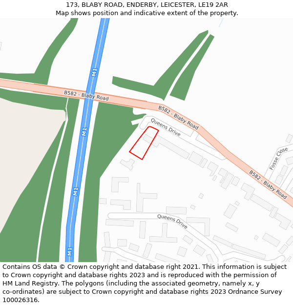 173, BLABY ROAD, ENDERBY, LEICESTER, LE19 2AR: Location map and indicative extent of plot