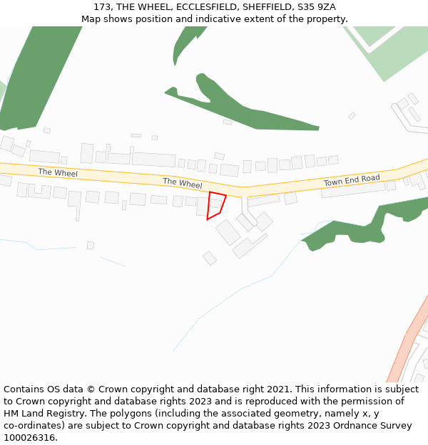173, THE WHEEL, ECCLESFIELD, SHEFFIELD, S35 9ZA: Location map and indicative extent of plot