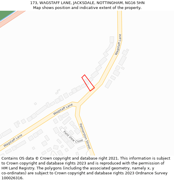 173, WAGSTAFF LANE, JACKSDALE, NOTTINGHAM, NG16 5HN: Location map and indicative extent of plot