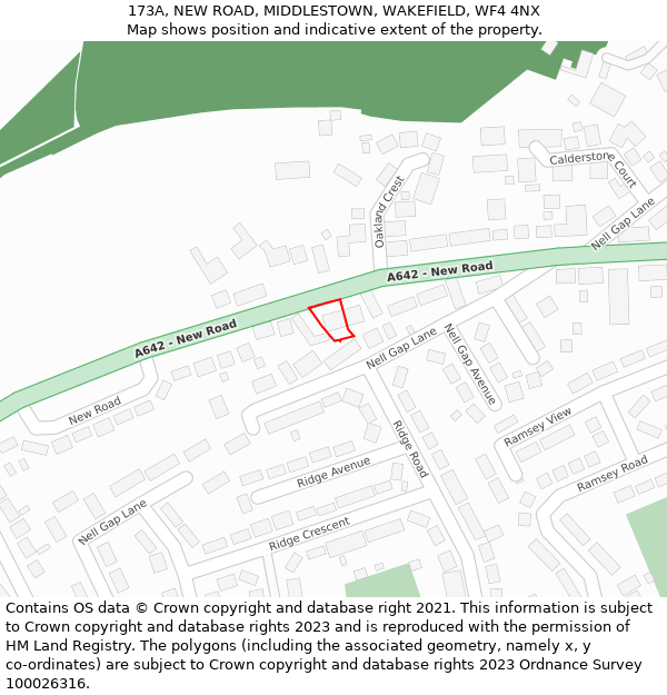 173A, NEW ROAD, MIDDLESTOWN, WAKEFIELD, WF4 4NX: Location map and indicative extent of plot