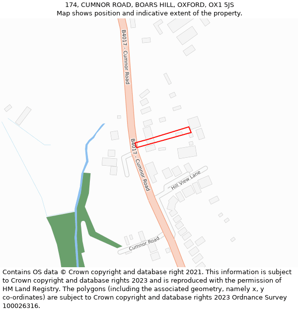 174, CUMNOR ROAD, BOARS HILL, OXFORD, OX1 5JS: Location map and indicative extent of plot