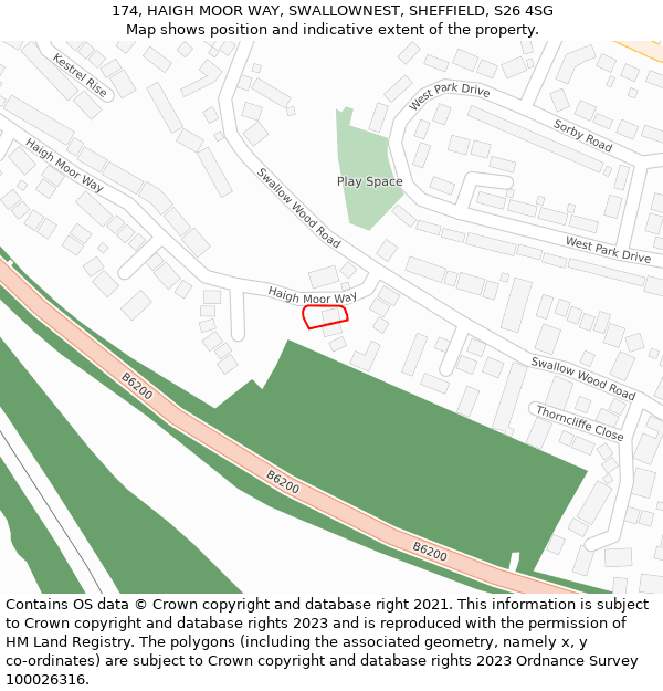 174, HAIGH MOOR WAY, SWALLOWNEST, SHEFFIELD, S26 4SG: Location map and indicative extent of plot