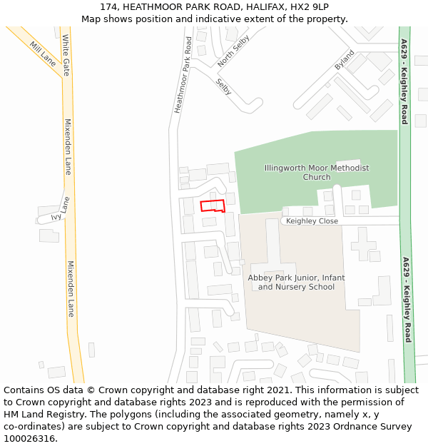 174, HEATHMOOR PARK ROAD, HALIFAX, HX2 9LP: Location map and indicative extent of plot