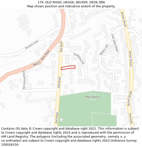 174, OLD ROAD, HEAGE, BELPER, DE56 2BN: Location map and indicative extent of plot
