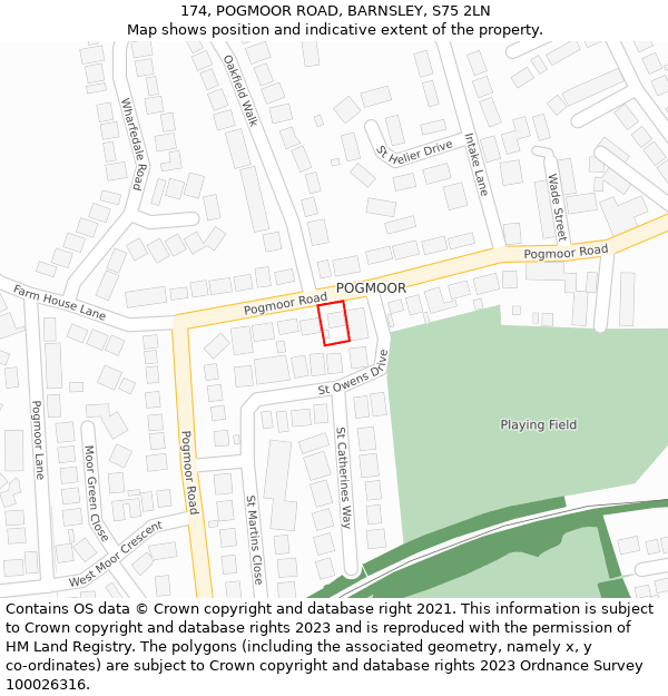 174, POGMOOR ROAD, BARNSLEY, S75 2LN: Location map and indicative extent of plot