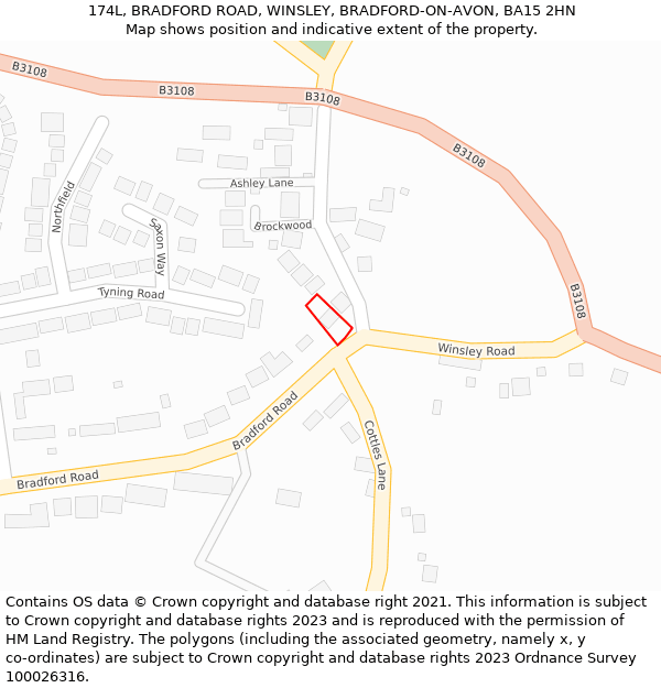 174L, BRADFORD ROAD, WINSLEY, BRADFORD-ON-AVON, BA15 2HN: Location map and indicative extent of plot