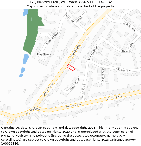 175, BROOKS LANE, WHITWICK, COALVILLE, LE67 5DZ: Location map and indicative extent of plot