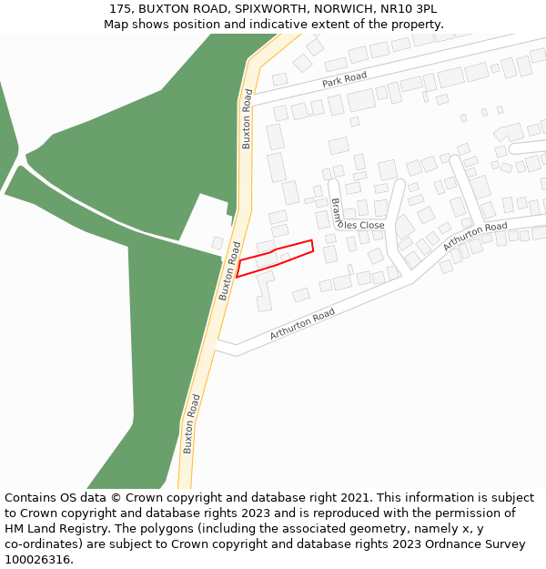 175, BUXTON ROAD, SPIXWORTH, NORWICH, NR10 3PL: Location map and indicative extent of plot