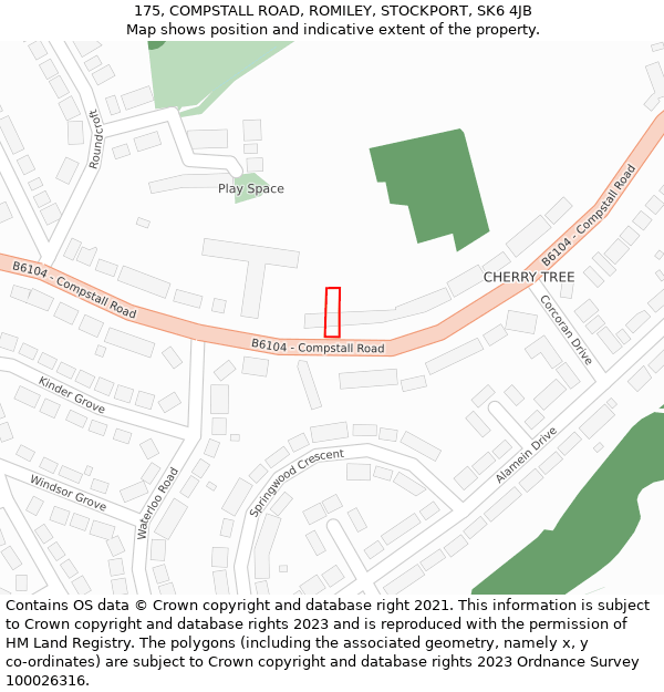 175, COMPSTALL ROAD, ROMILEY, STOCKPORT, SK6 4JB: Location map and indicative extent of plot