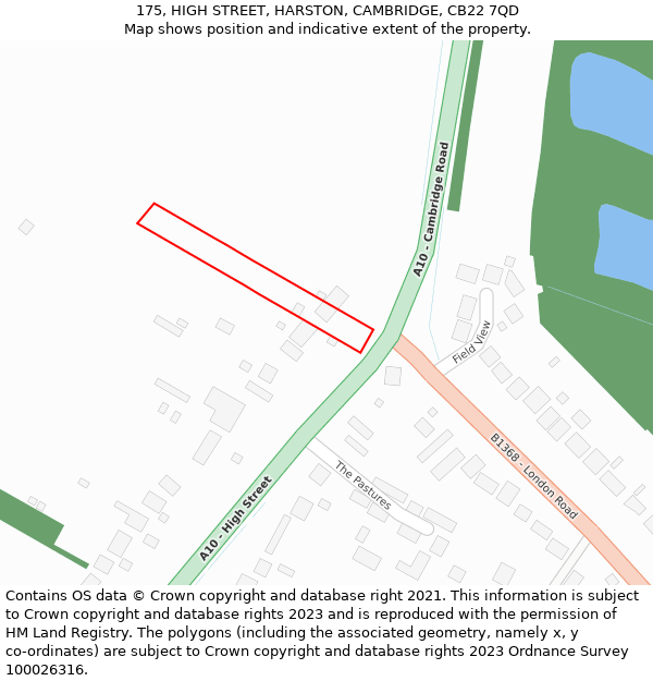 175, HIGH STREET, HARSTON, CAMBRIDGE, CB22 7QD: Location map and indicative extent of plot