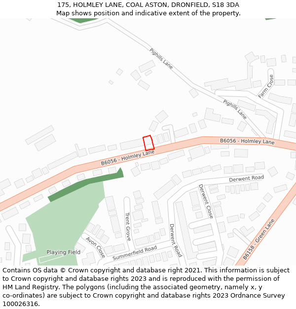 175, HOLMLEY LANE, COAL ASTON, DRONFIELD, S18 3DA: Location map and indicative extent of plot