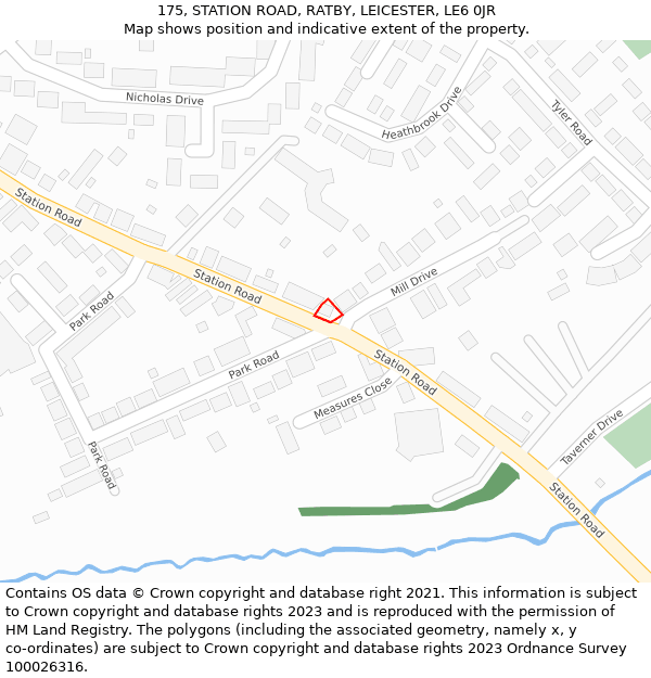 175, STATION ROAD, RATBY, LEICESTER, LE6 0JR: Location map and indicative extent of plot