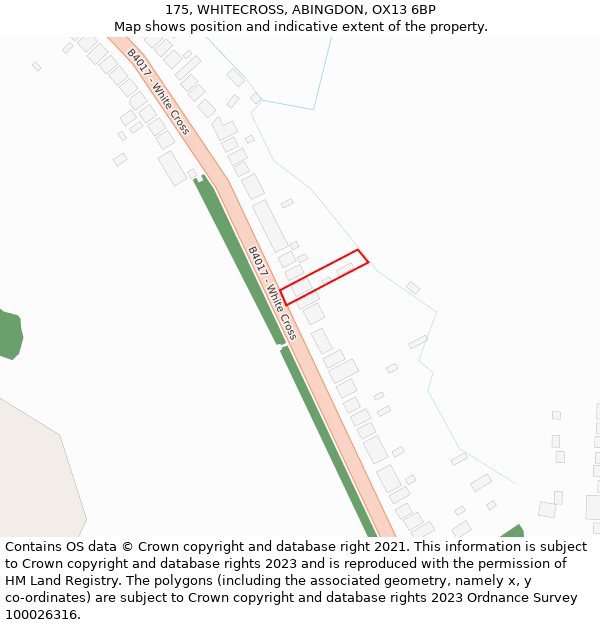 175, WHITECROSS, ABINGDON, OX13 6BP: Location map and indicative extent of plot