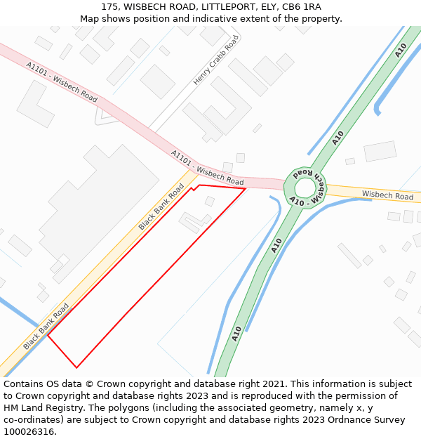 175, WISBECH ROAD, LITTLEPORT, ELY, CB6 1RA: Location map and indicative extent of plot