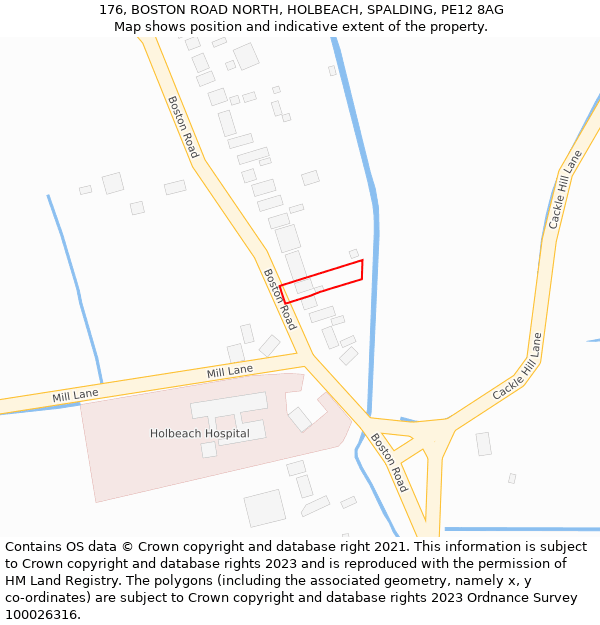 176, BOSTON ROAD NORTH, HOLBEACH, SPALDING, PE12 8AG: Location map and indicative extent of plot