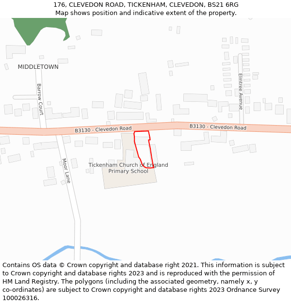 176, CLEVEDON ROAD, TICKENHAM, CLEVEDON, BS21 6RG: Location map and indicative extent of plot