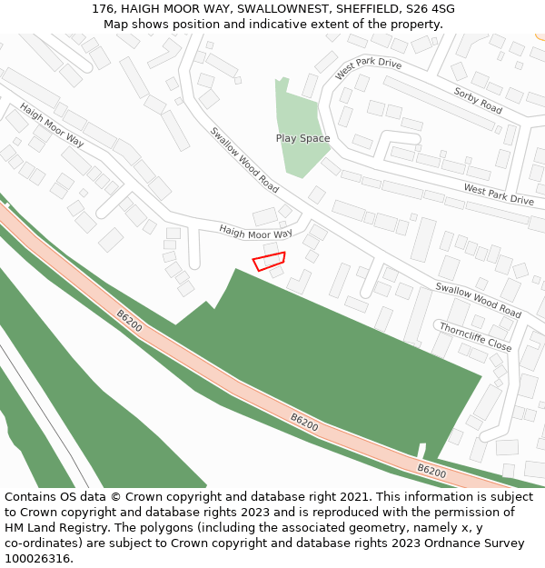 176, HAIGH MOOR WAY, SWALLOWNEST, SHEFFIELD, S26 4SG: Location map and indicative extent of plot