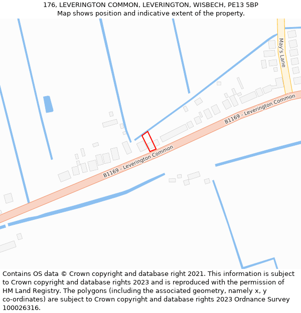 176, LEVERINGTON COMMON, LEVERINGTON, WISBECH, PE13 5BP: Location map and indicative extent of plot