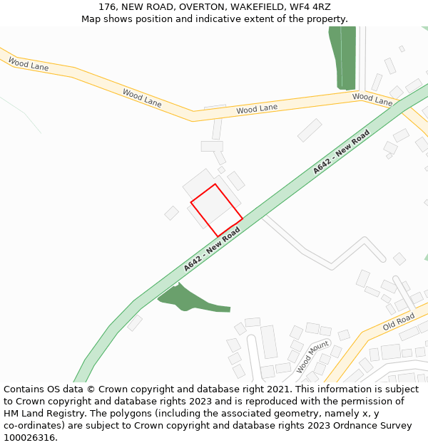 176, NEW ROAD, OVERTON, WAKEFIELD, WF4 4RZ: Location map and indicative extent of plot