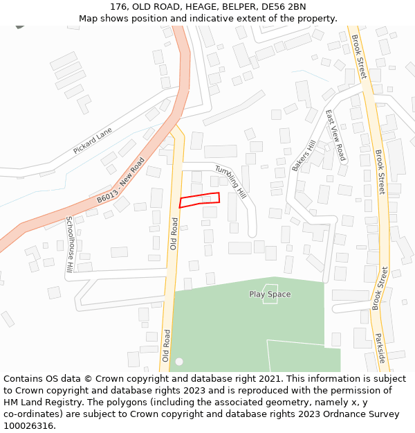 176, OLD ROAD, HEAGE, BELPER, DE56 2BN: Location map and indicative extent of plot