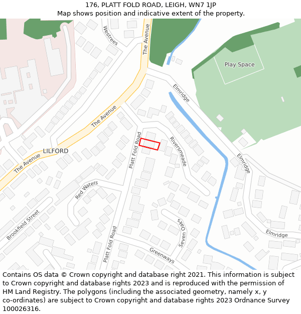176, PLATT FOLD ROAD, LEIGH, WN7 1JP: Location map and indicative extent of plot