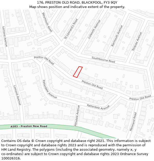176, PRESTON OLD ROAD, BLACKPOOL, FY3 9QY: Location map and indicative extent of plot