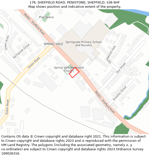 176, SHEFFIELD ROAD, PENISTONE, SHEFFIELD, S36 6HF: Location map and indicative extent of plot