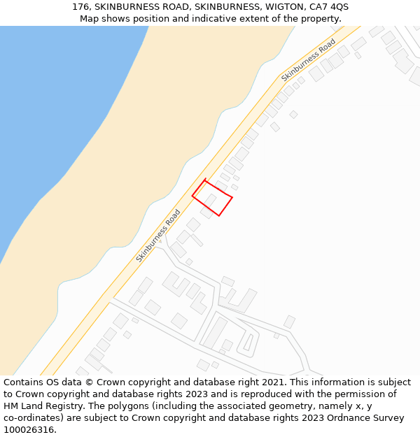 176, SKINBURNESS ROAD, SKINBURNESS, WIGTON, CA7 4QS: Location map and indicative extent of plot