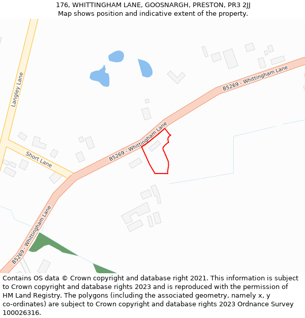 176, WHITTINGHAM LANE, GOOSNARGH, PRESTON, PR3 2JJ: Location map and indicative extent of plot