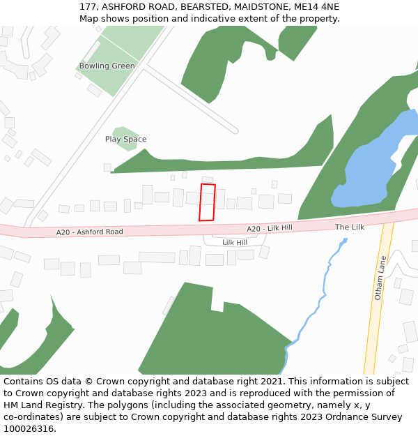 177, ASHFORD ROAD, BEARSTED, MAIDSTONE, ME14 4NE: Location map and indicative extent of plot