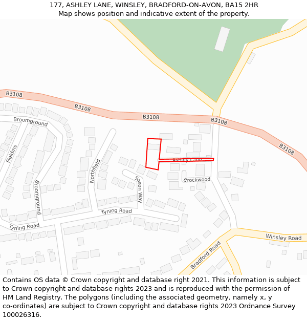 177, ASHLEY LANE, WINSLEY, BRADFORD-ON-AVON, BA15 2HR: Location map and indicative extent of plot