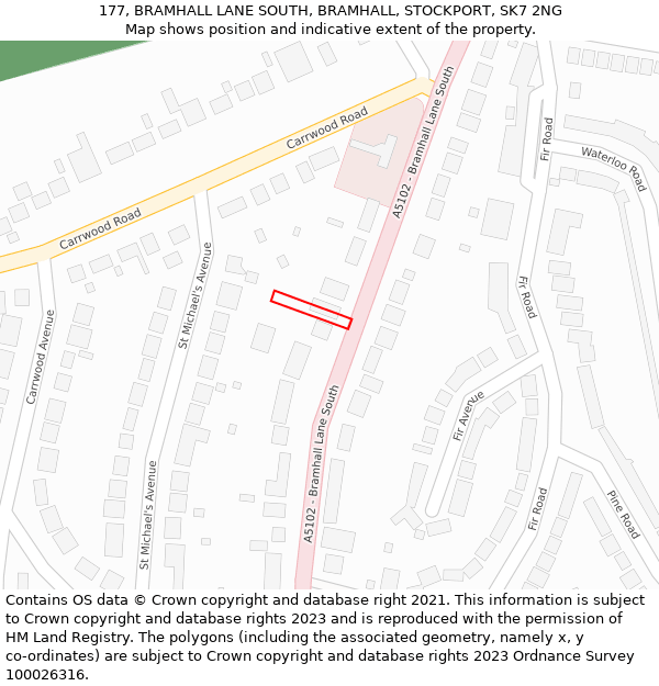 177, BRAMHALL LANE SOUTH, BRAMHALL, STOCKPORT, SK7 2NG: Location map and indicative extent of plot