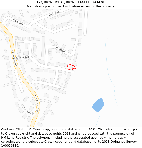 177, BRYN UCHAF, BRYN, LLANELLI, SA14 9UJ: Location map and indicative extent of plot