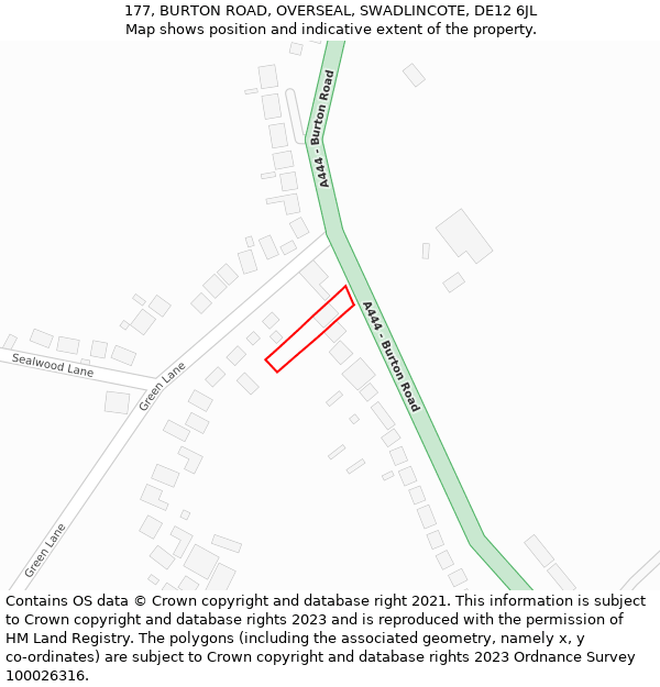 177, BURTON ROAD, OVERSEAL, SWADLINCOTE, DE12 6JL: Location map and indicative extent of plot
