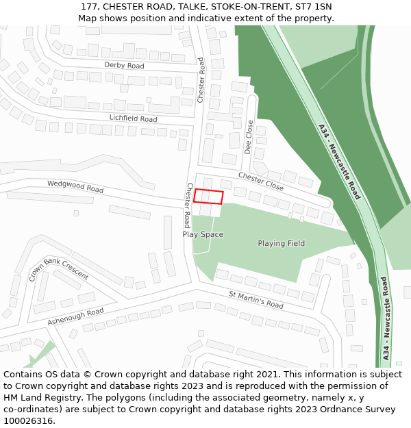 177, CHESTER ROAD, TALKE, STOKE-ON-TRENT, ST7 1SN: Location map and indicative extent of plot