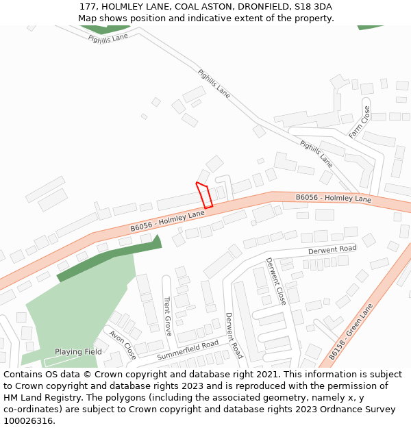 177, HOLMLEY LANE, COAL ASTON, DRONFIELD, S18 3DA: Location map and indicative extent of plot