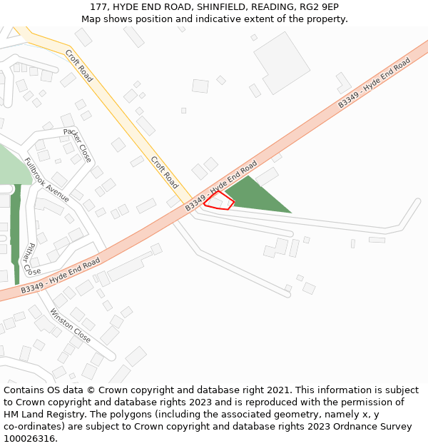 177, HYDE END ROAD, SHINFIELD, READING, RG2 9EP: Location map and indicative extent of plot