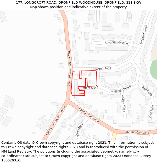 177, LONGCROFT ROAD, DRONFIELD WOODHOUSE, DRONFIELD, S18 8XW: Location map and indicative extent of plot