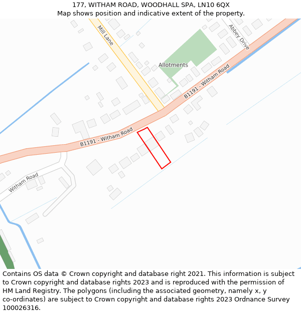 177, WITHAM ROAD, WOODHALL SPA, LN10 6QX: Location map and indicative extent of plot