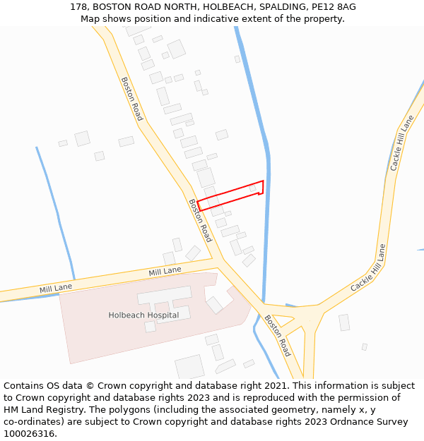 178, BOSTON ROAD NORTH, HOLBEACH, SPALDING, PE12 8AG: Location map and indicative extent of plot