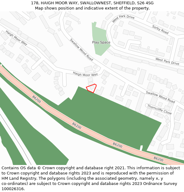 178, HAIGH MOOR WAY, SWALLOWNEST, SHEFFIELD, S26 4SG: Location map and indicative extent of plot