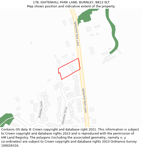 178, IGHTENHILL PARK LANE, BURNLEY, BB12 0LT: Location map and indicative extent of plot