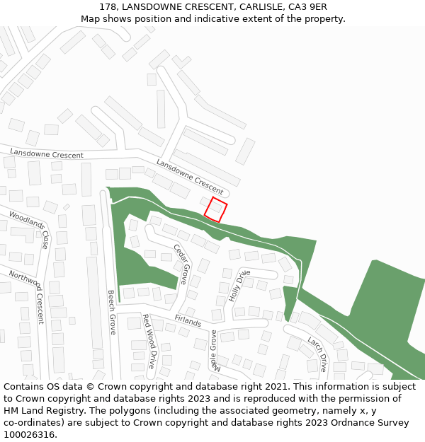 178, LANSDOWNE CRESCENT, CARLISLE, CA3 9ER: Location map and indicative extent of plot