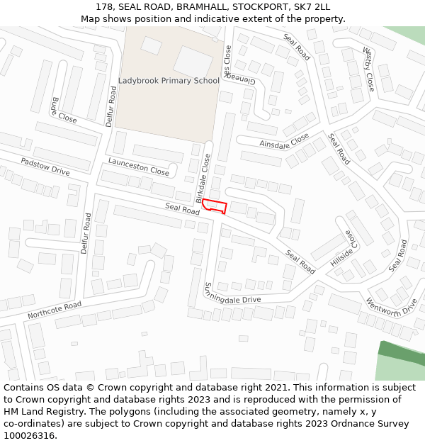 178, SEAL ROAD, BRAMHALL, STOCKPORT, SK7 2LL: Location map and indicative extent of plot